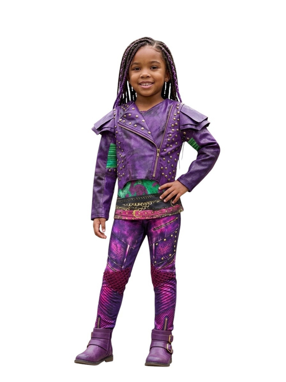 Disney Store Descendants 2 Mal Costume 3pc Set Girls Size 4 Purple